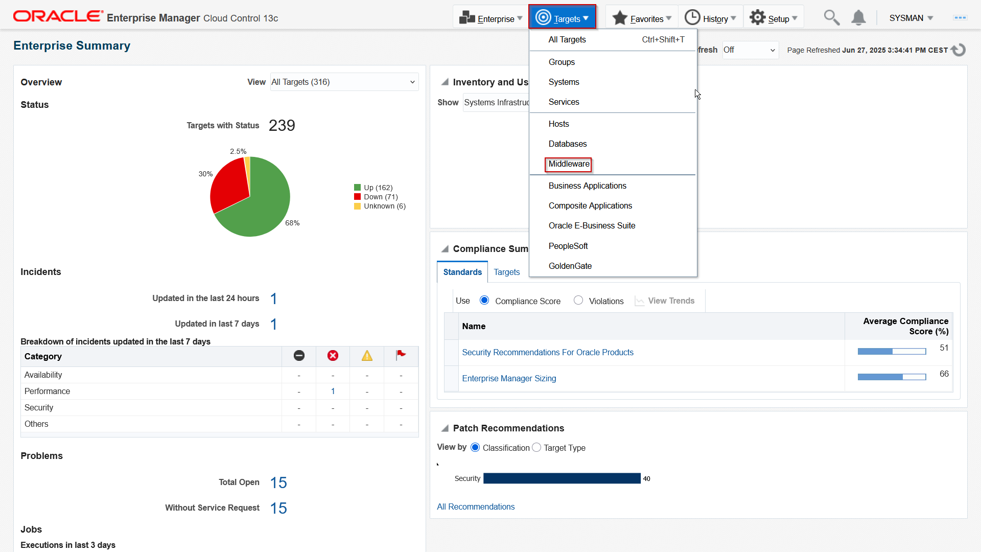 Figure 9-Middleware Targets menu option
