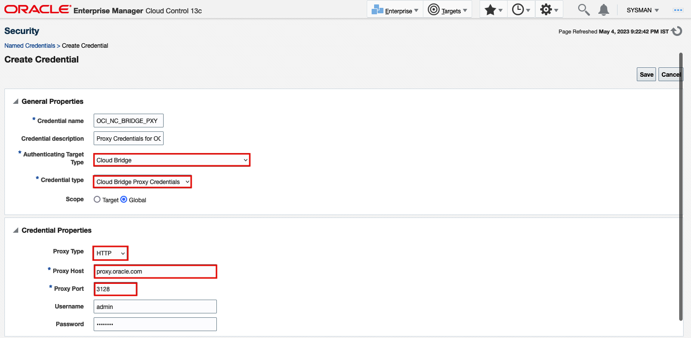 Figure 2: Named Credentials interface on Enterprise Manager