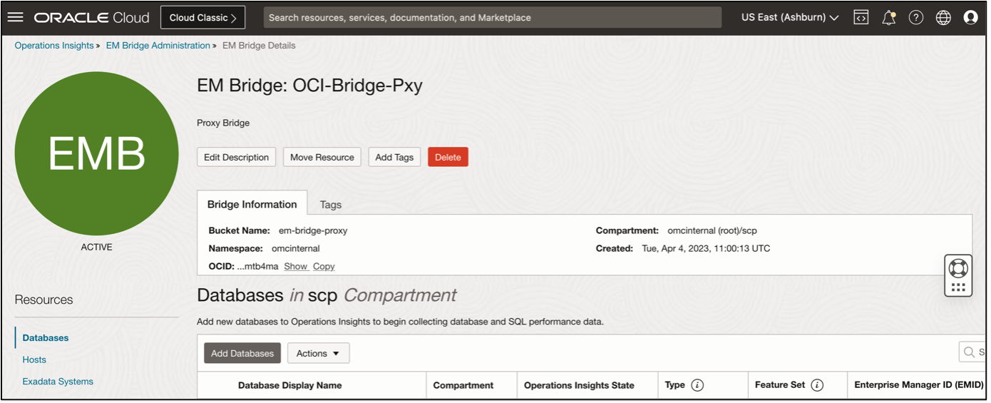 Figure 6: EM Bridge on OCI