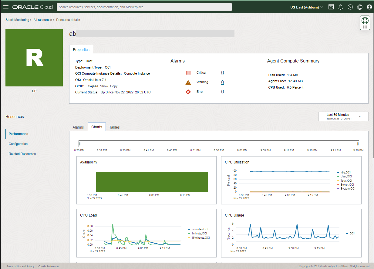 Monitor the host performance using the host homepage.