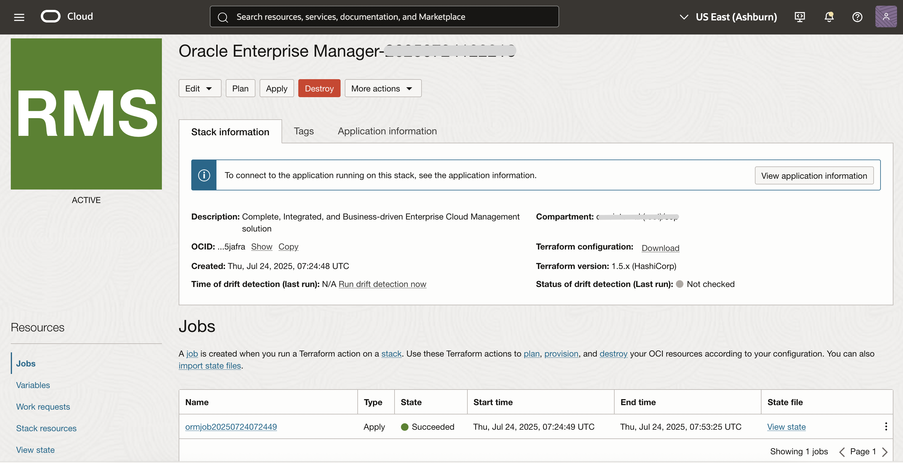 Enterprise Manager ORM Job Status