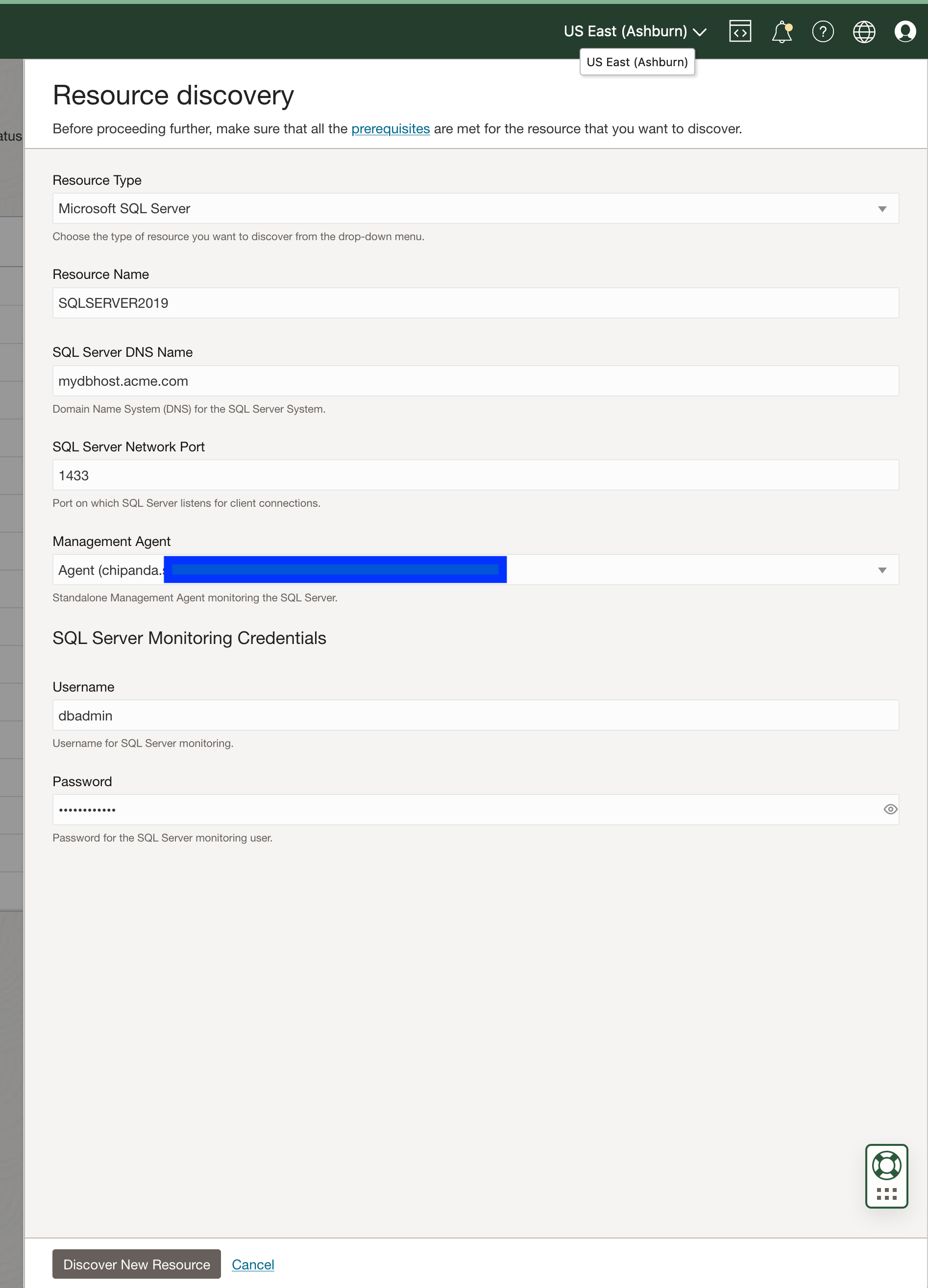 Figure 1: SQL Server Discovery UI