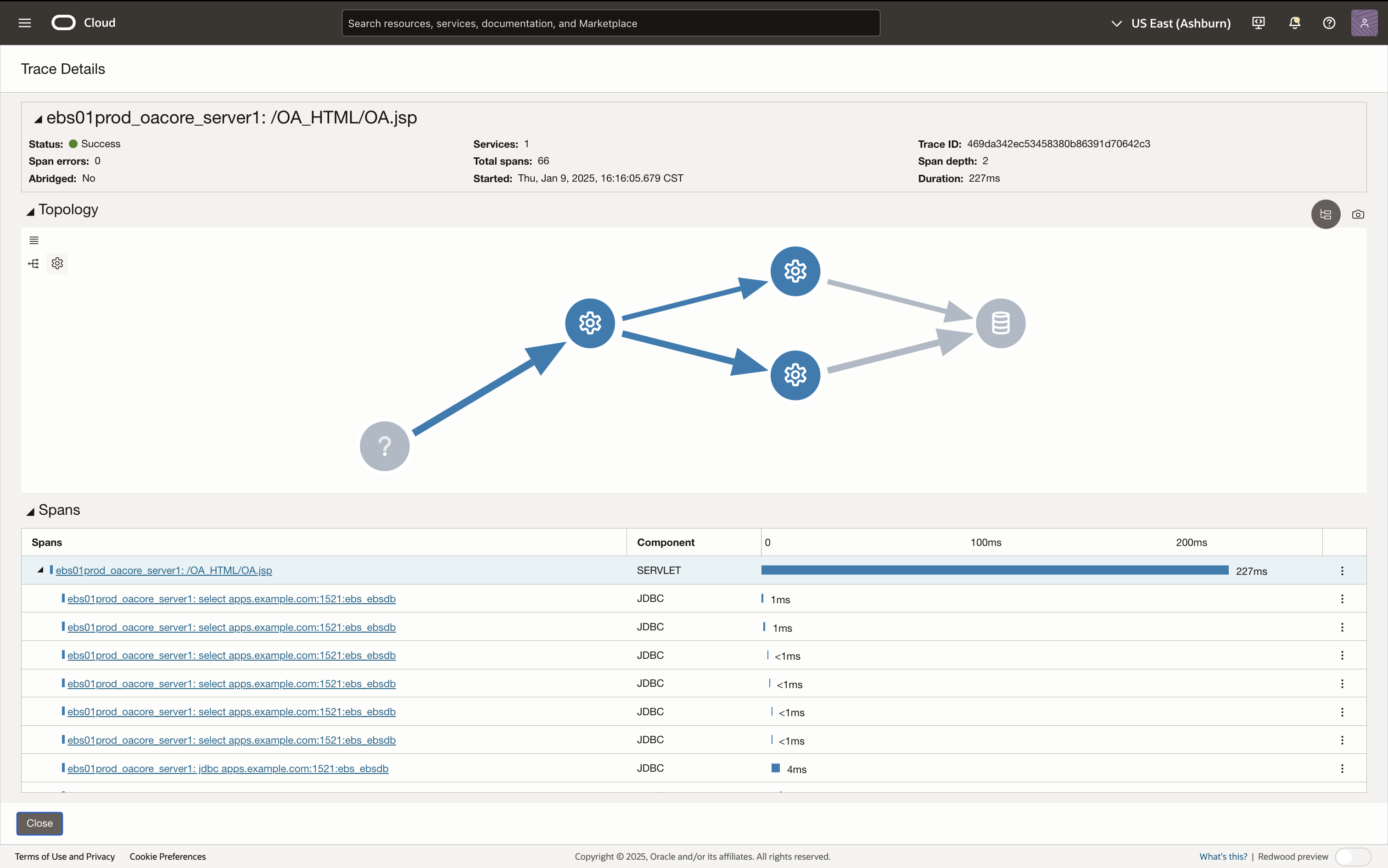 Application Performance Monitoring Trace Details