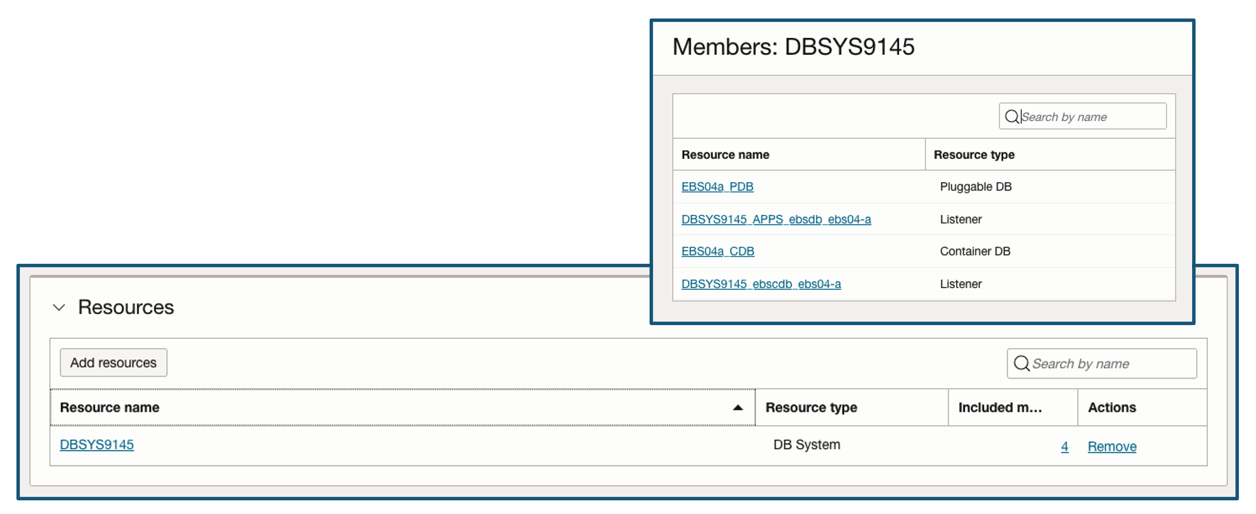 Image 2: Maintenance Window resource selection of a DB System that includes four members