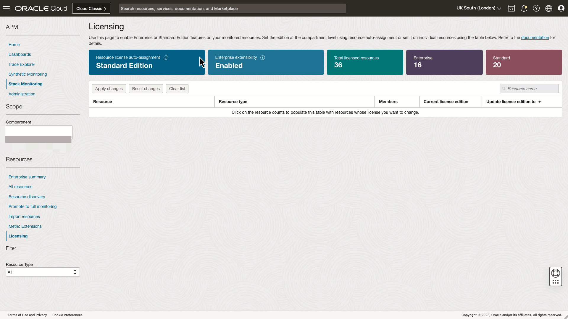 Figure 6: Enabling Stack Monitoring Enterprise Edition Features.