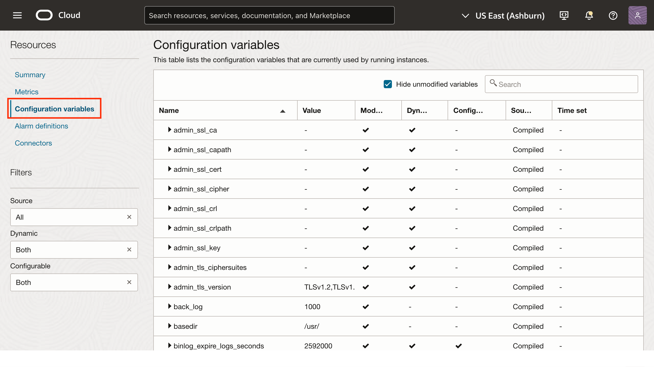 Configuration variables