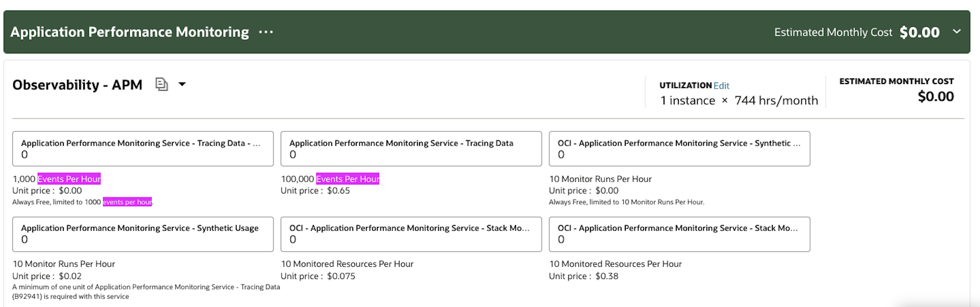 APM Cost Estimator