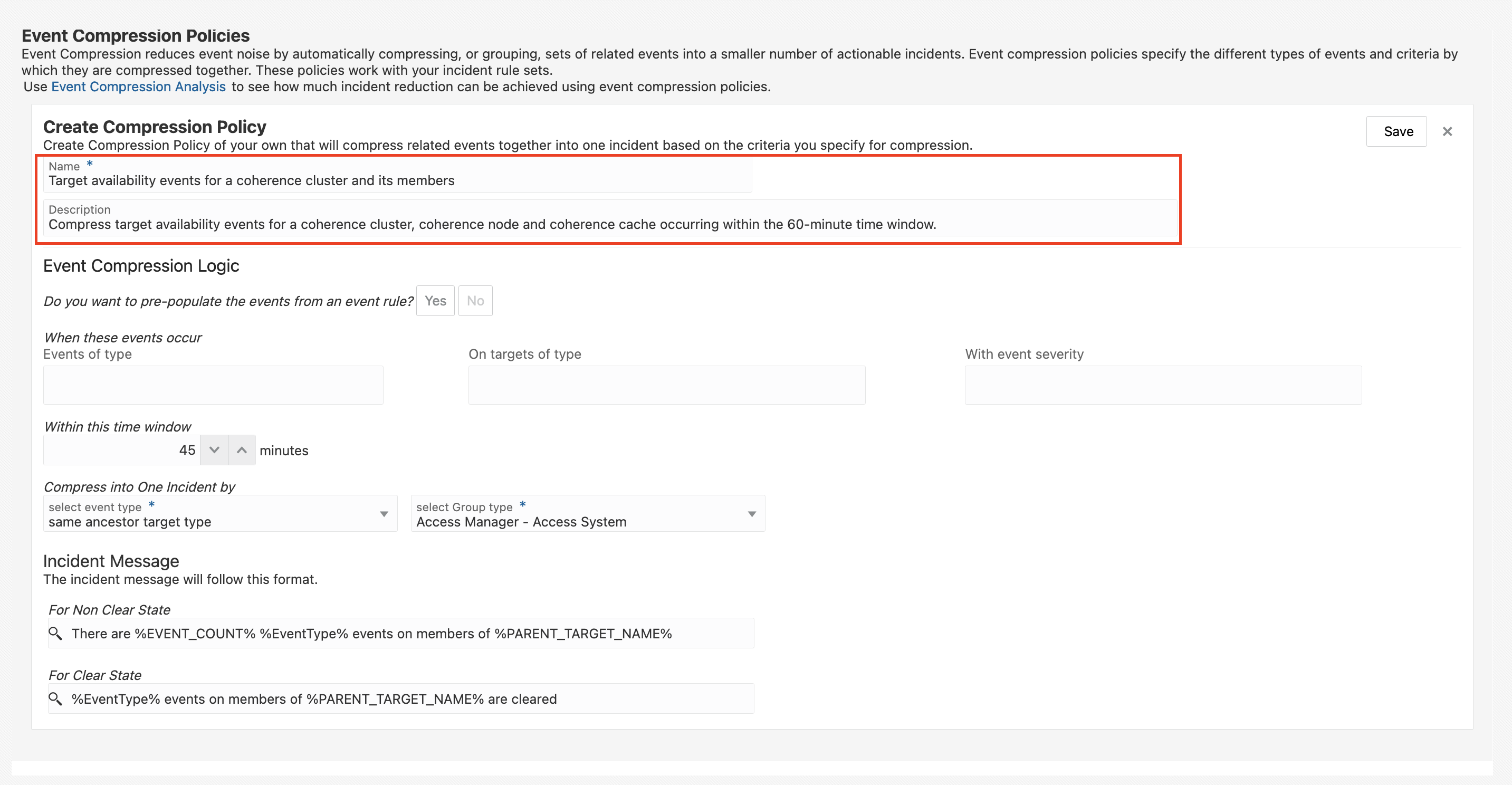 Figure 2: Create Compression Policy – Add name and description