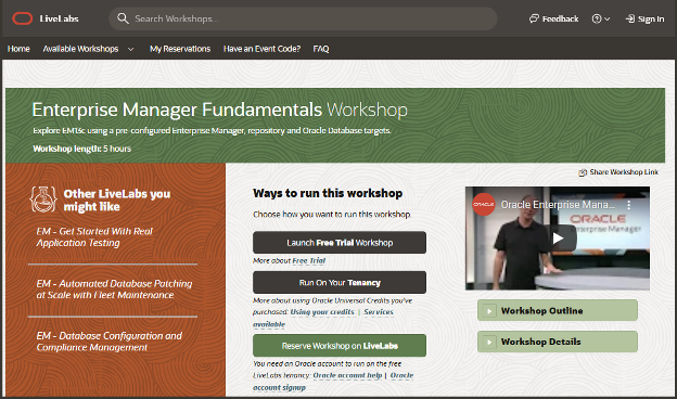 Enterprise Manager Fundamentals Hands-in Workshop