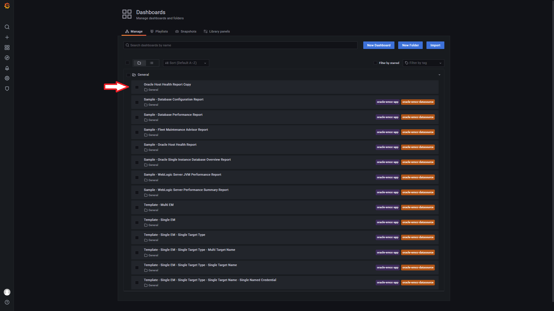 Figure 8:  A new copy of the out-of-box Dashboard is ready for use 