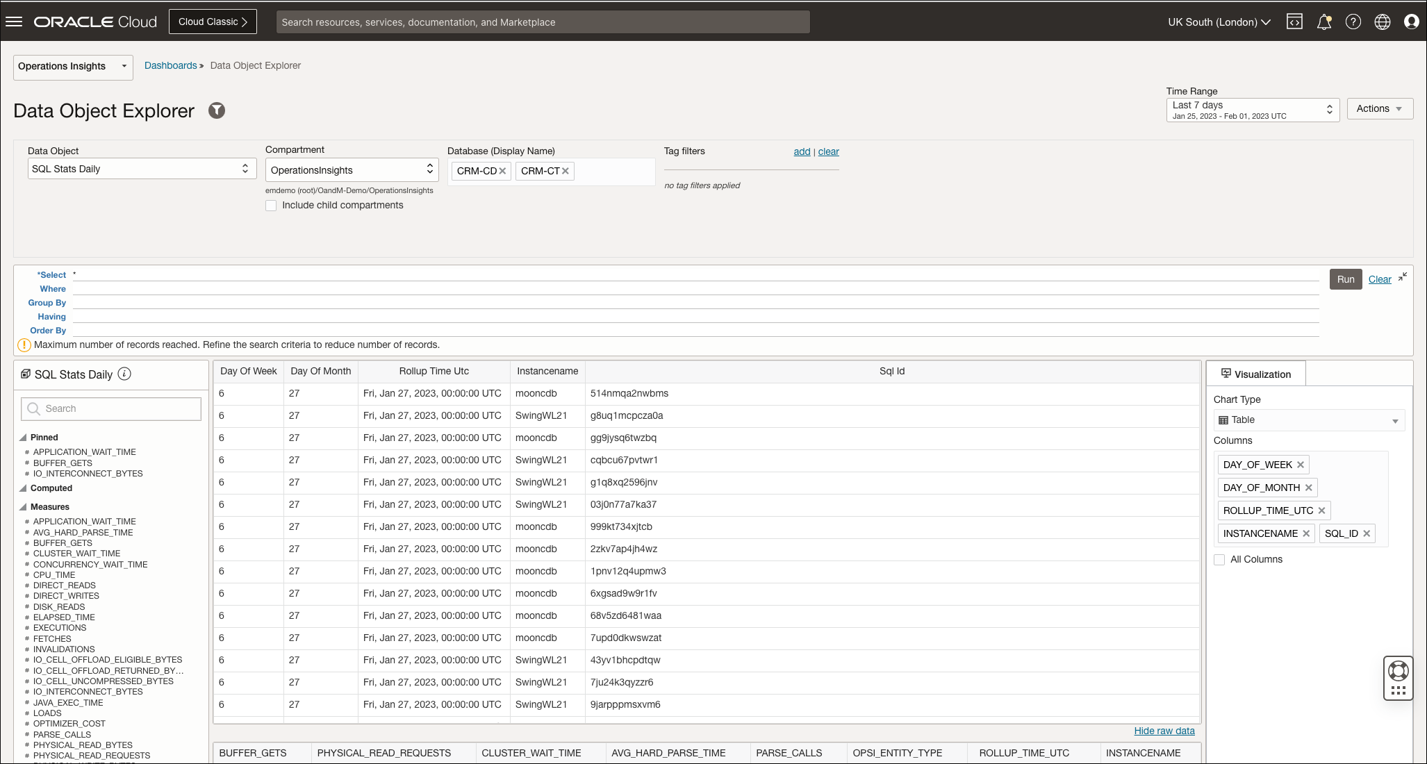 Data explorer filtering capabilities