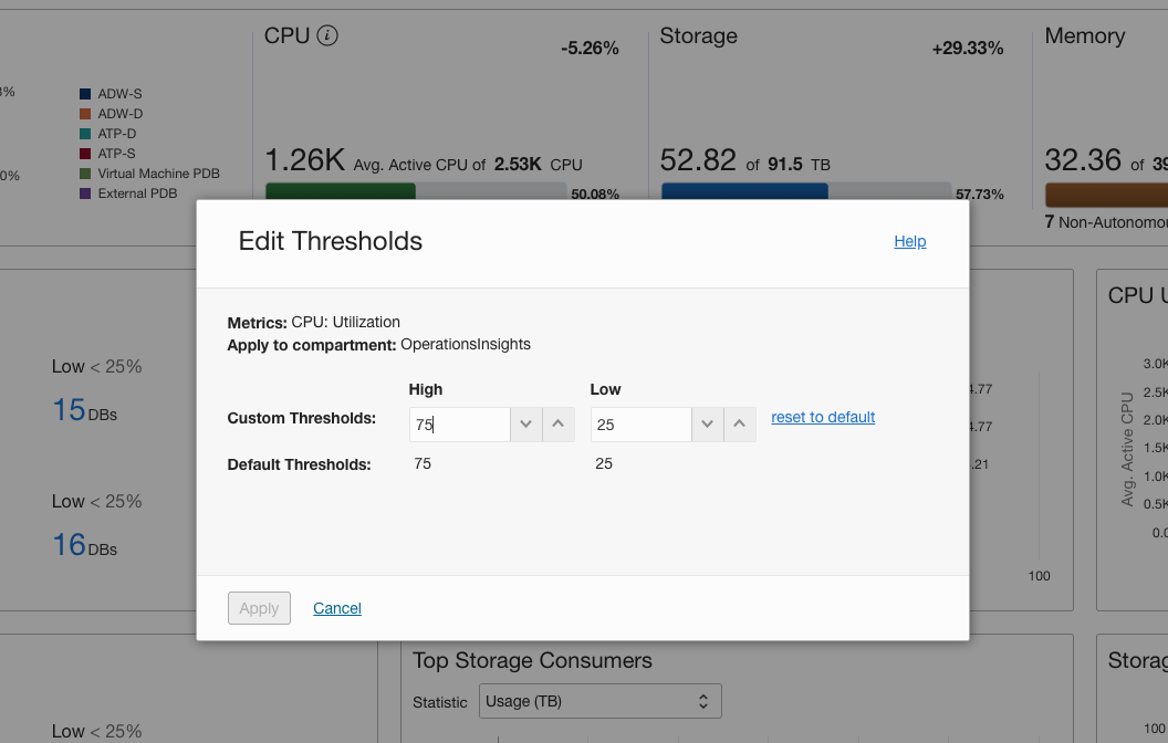 Edit threshold dialog