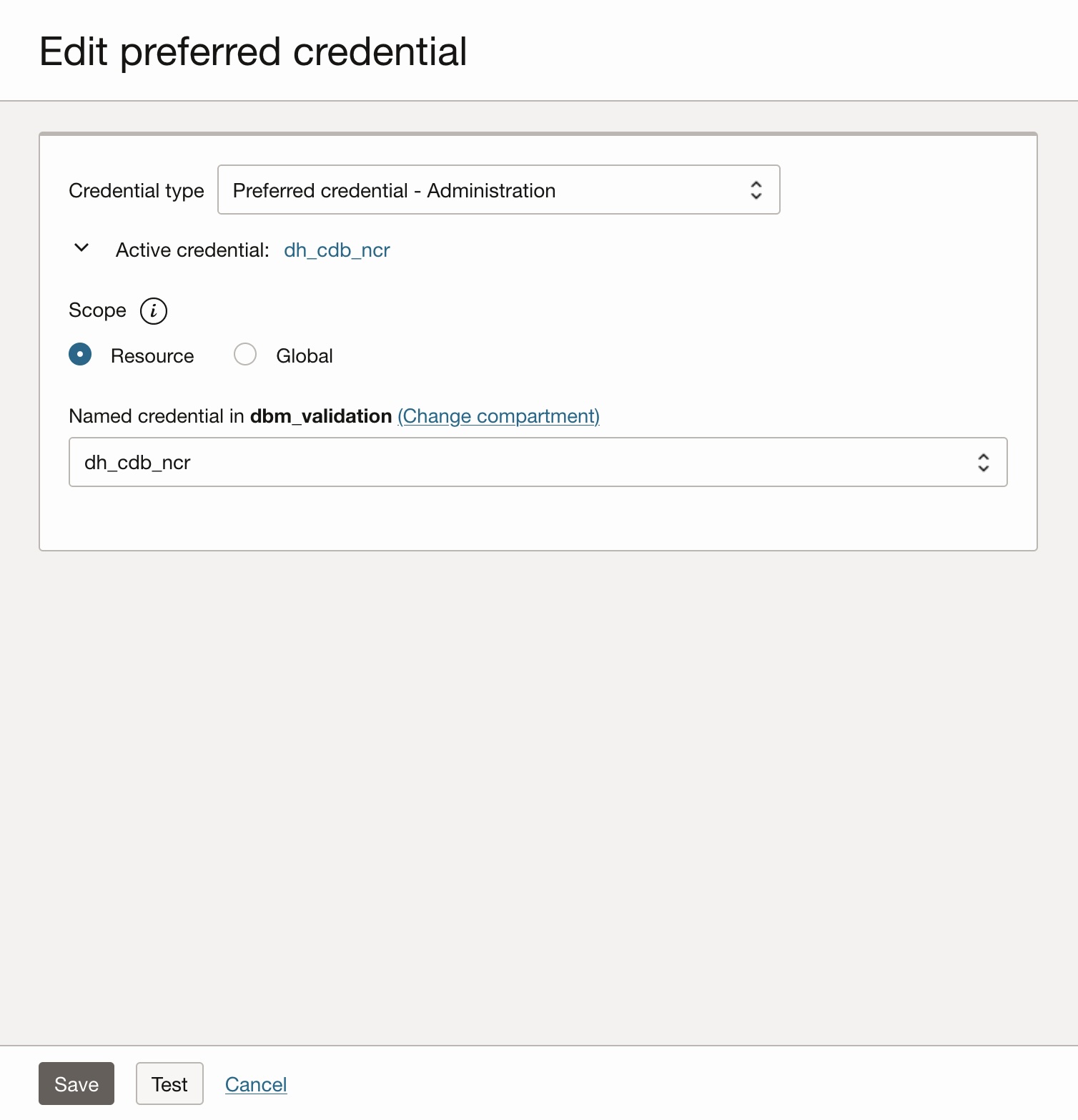 Figure 3:  Configure preferred credential utilizing an existing named credential