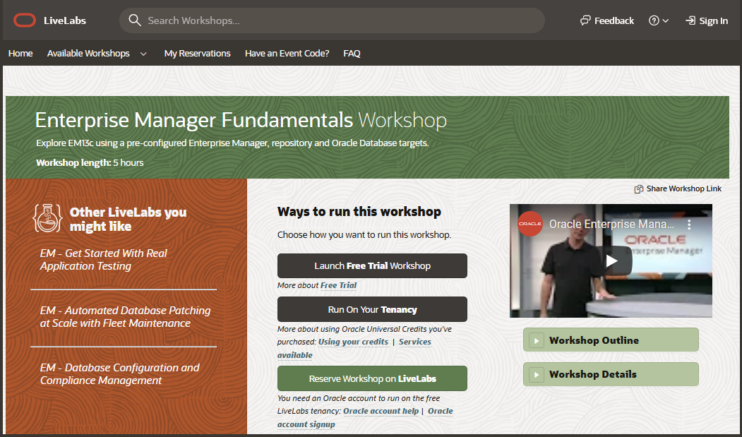 Enterprise Manager Fundamentals Hands-in Workshop
