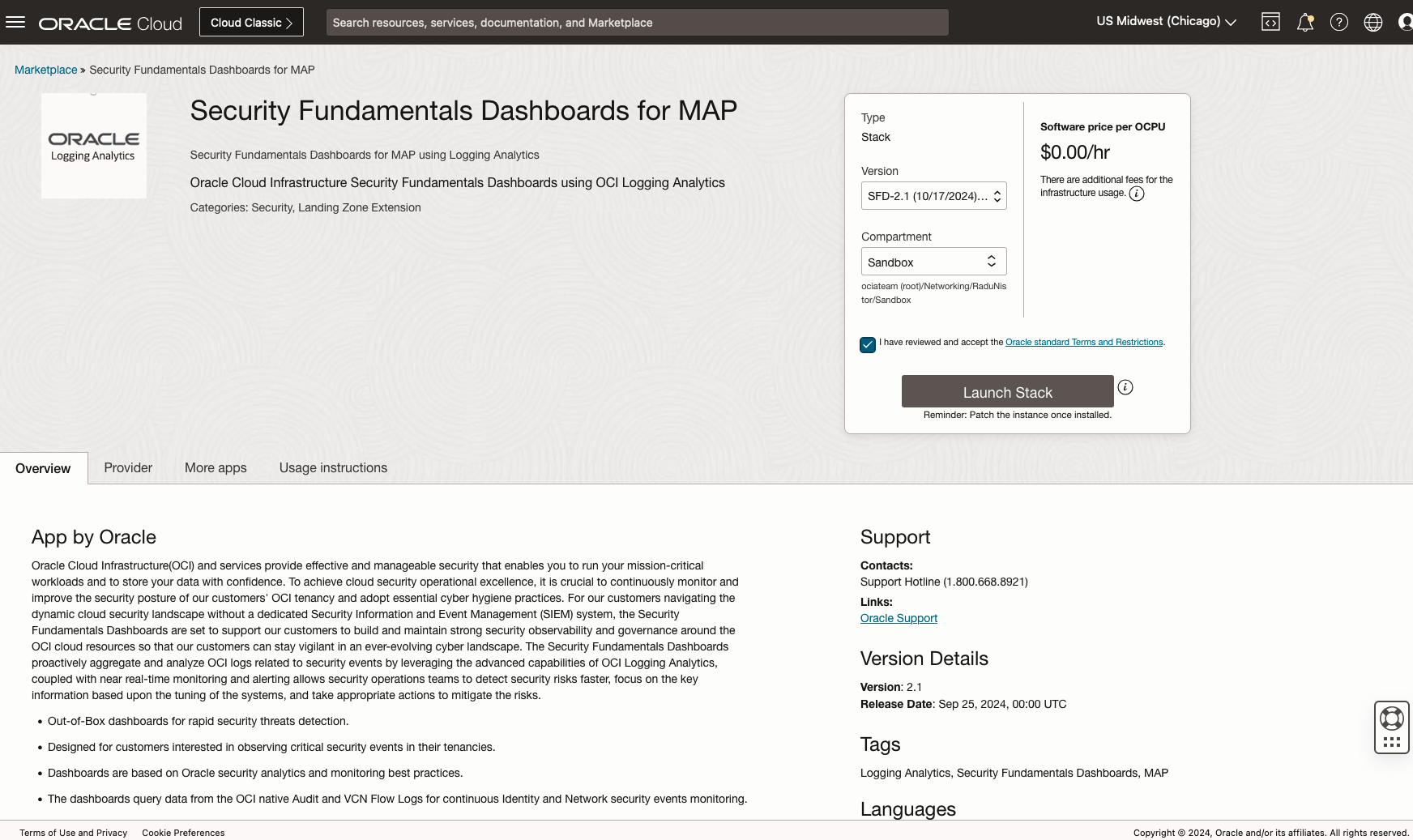 Figure 5. Security Fundamentals Dashboards Marketplace App
