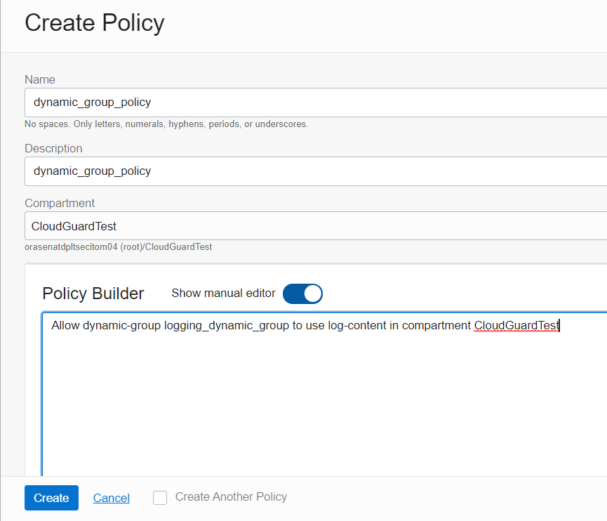 Figure 5: Create the policy