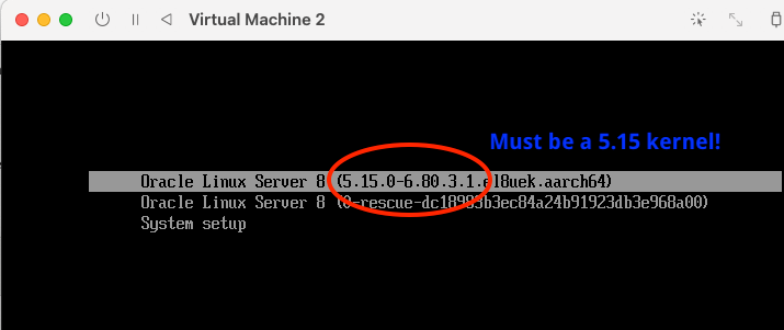 grub must show a 5.15 kernel