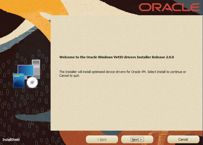 Driver opening screen for install