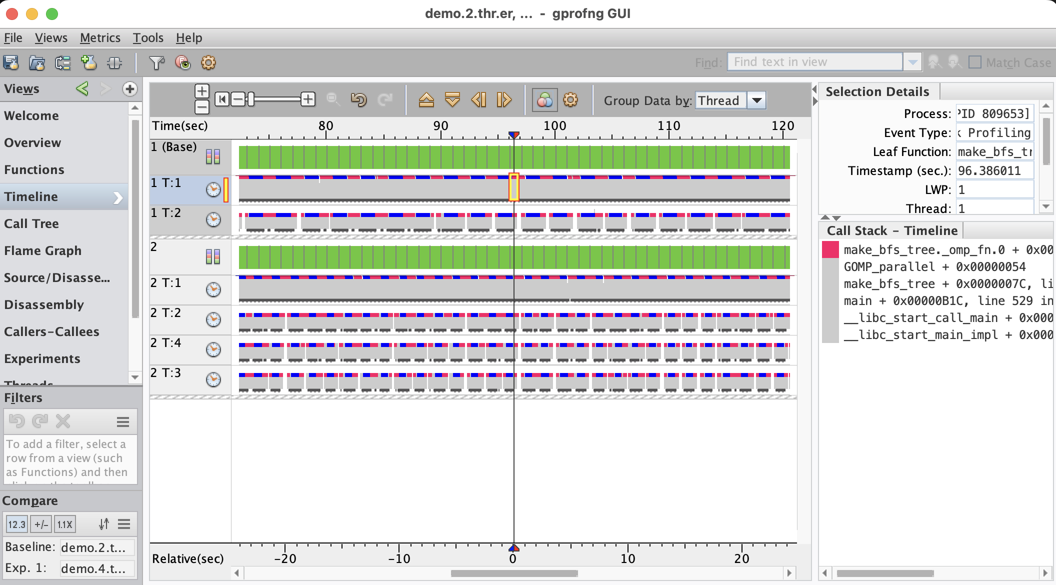 Timeline compare and zoom