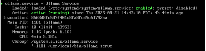 output from checking Ollama status
