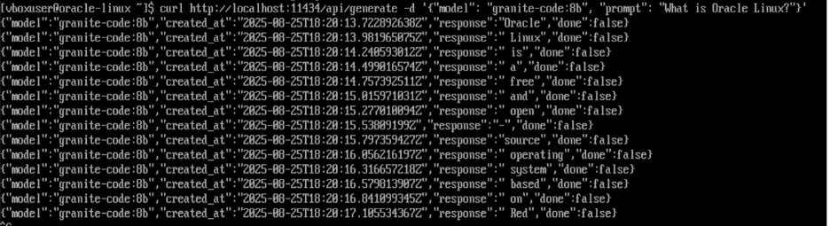 output from model returning a stream of json objects