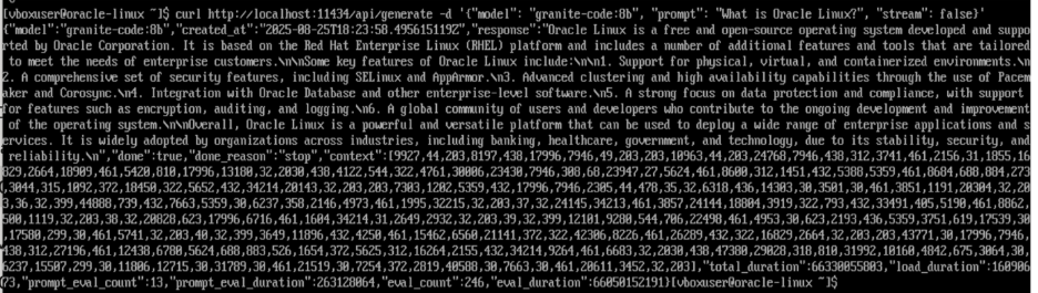 output from returning a response without streaming