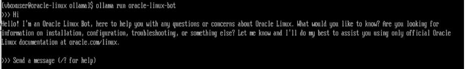 output from running example oracle linux bot