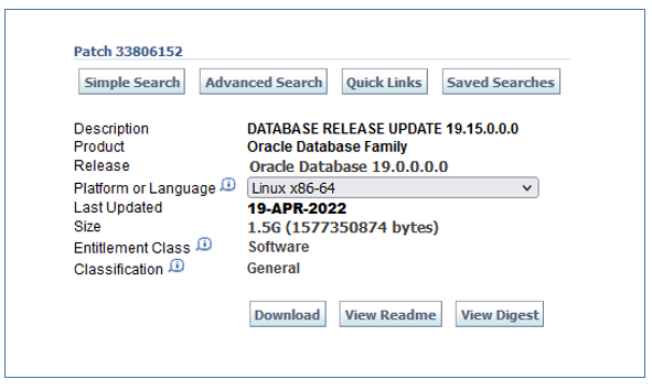 Patch 33806152 (DBRU 19.15)