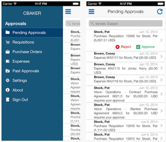 Approval app for E-Business Suite screenshot