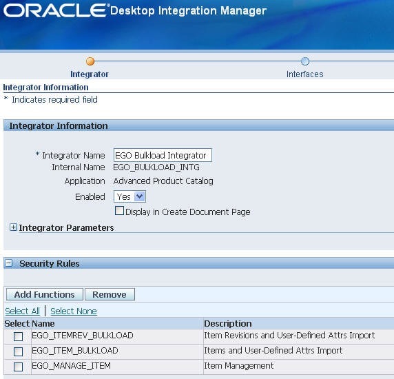 Web ADI Desktop Integration Framework screenshot