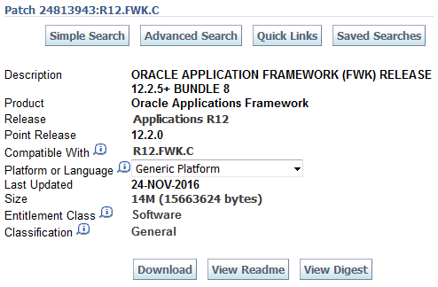 OA Framework 12.2.5 Update 8