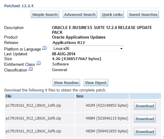 EBS 12.2.4 Patch download screenshot