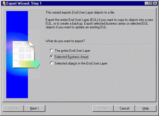 Discoverer Export Wizard Screenshot: