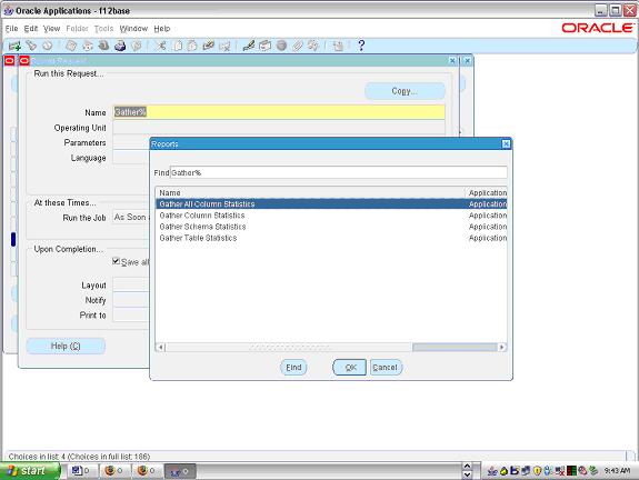 gather schema/table statistics: 