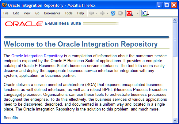 Integration Repository 11i Screenshot: