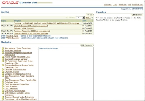 Personal Home Page login screen EBS