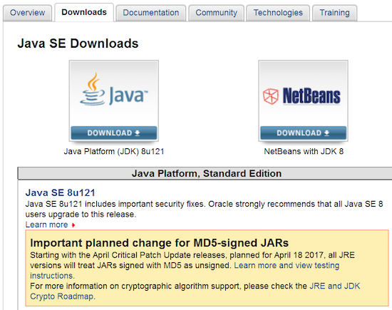 MD5 JAR file signing screenshot