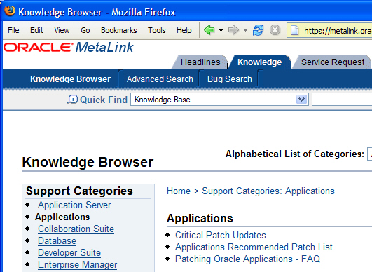 Metalink Knowledge Browser: 