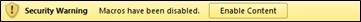 Office Security Warning macros have been disabled