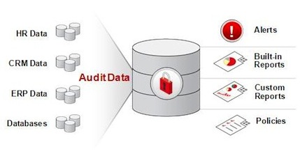 Conceptual diagram showing audit data tracked by Oracle Audit Vault