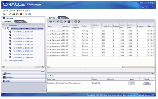Oracle VM 3 Manager screenshot