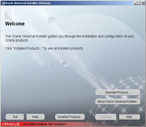 Screenshot of generic Oracle Universal Installer dialog box