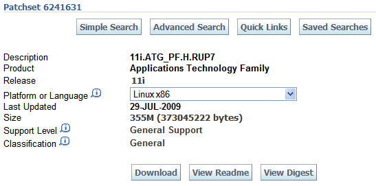 Screenshot of download page for patch 6241631