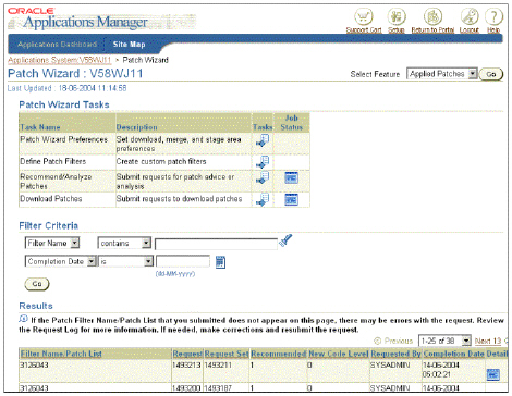OAM Patch Wizard screenshot: