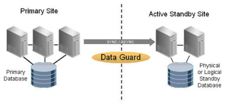 Architecture diagram showing how Oracle Data Guard physical standby works