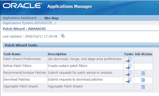 Patch Wizard home page screenshot