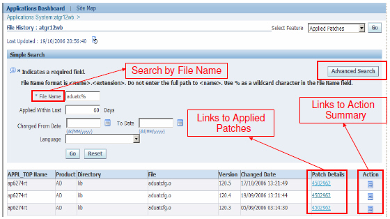 R12 Apps Dashboard File History Screenshot: