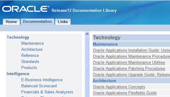 Release 12 Documentation Library Screenshot: