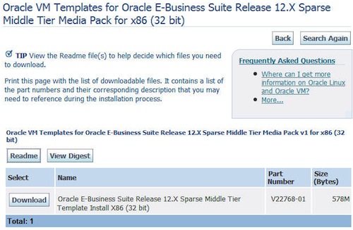 Screenshot of edelivery page for sparse Oracle VM downloads for ebs R12 application tier images sparseOVM.jpg