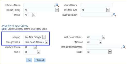 Java Bean Services Interface Subtype